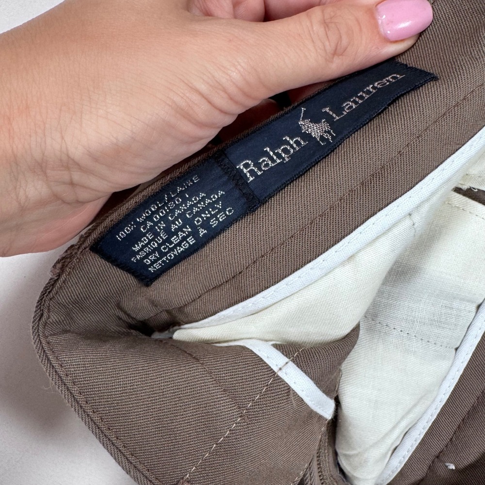 Vtg Ralph Lauren NWT Wool Pleated Trousers Women's 8 Tall Minimalist Office Read - Picture 4 of 15